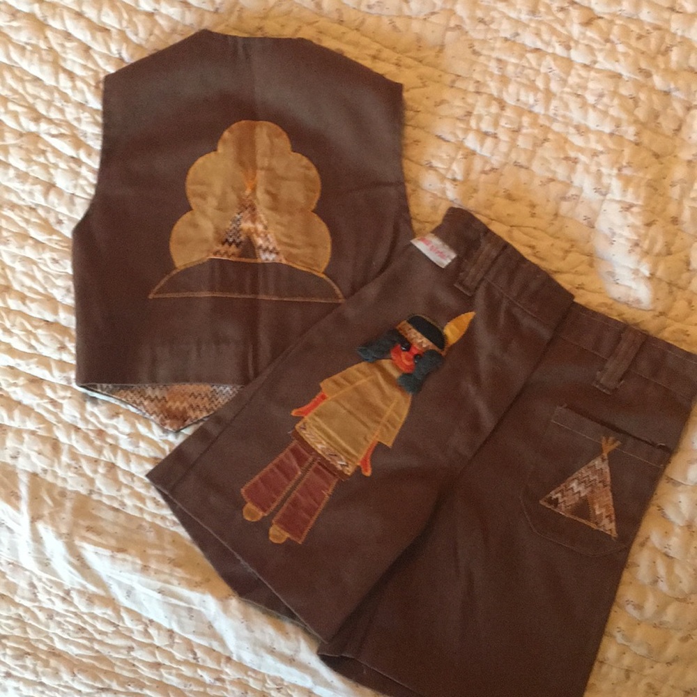 Gender neutral Vintage Indian 2 piece Outfit shorts & vest unisex